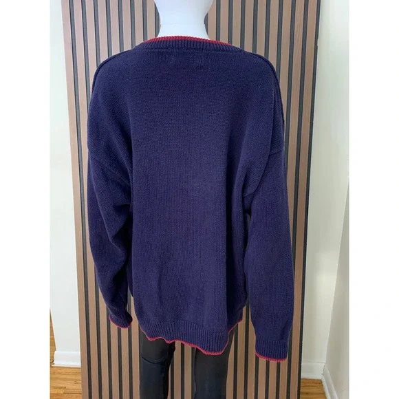 Vintage Stoneham Sportswear Navy Cotton Knit Sweater Native American Vintage XL